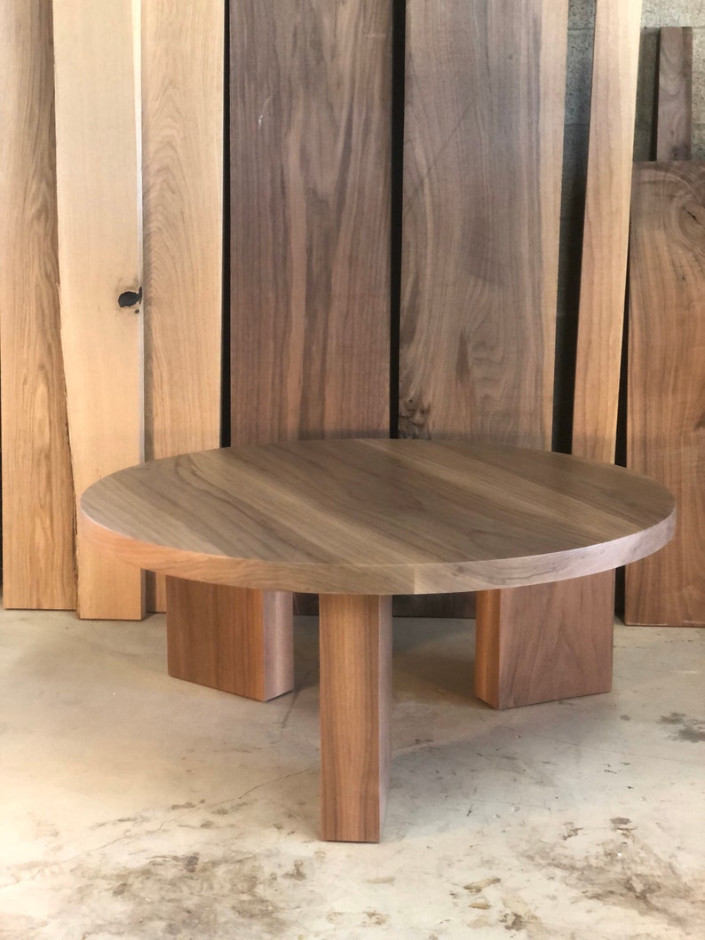 THE OG 40 White Oak Modern Round 3 leg Coffee Table image 9