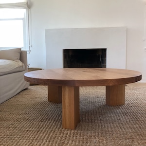 THE OG 40 White Oak Modern Round 3 leg Coffee Table image 4