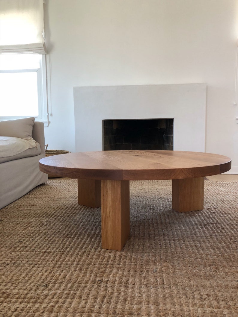 THE OG 40 White Oak Modern Round 3 leg Coffee Table image 4