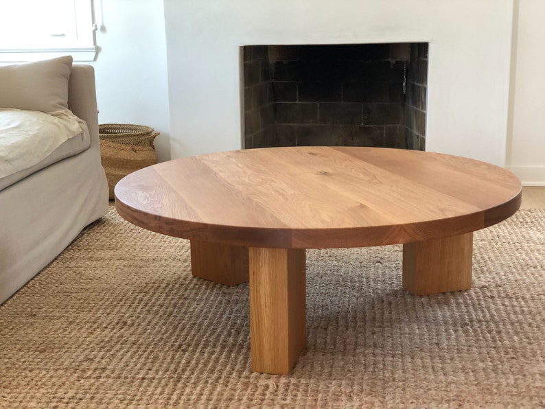 THE OG 40 White Oak Modern Round 3 leg Coffee Table image 1