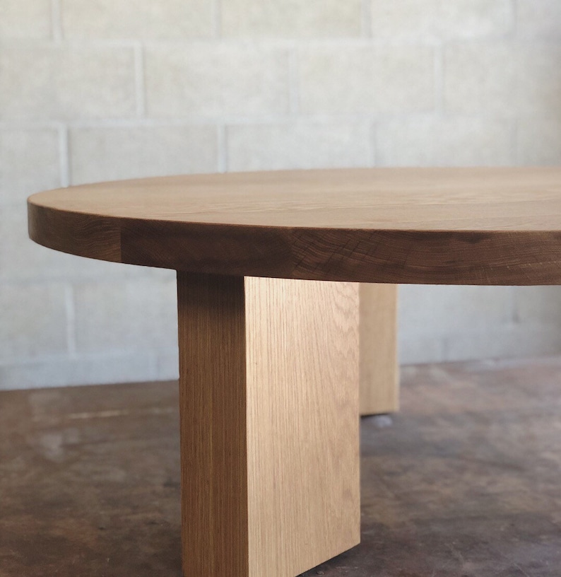 THE OG 40 White Oak Modern Round 3 leg Coffee Table image 5