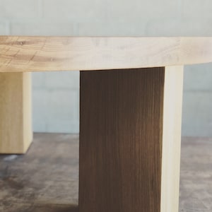 THE OG 40 White Oak Modern Round 3 leg Coffee Table image 7