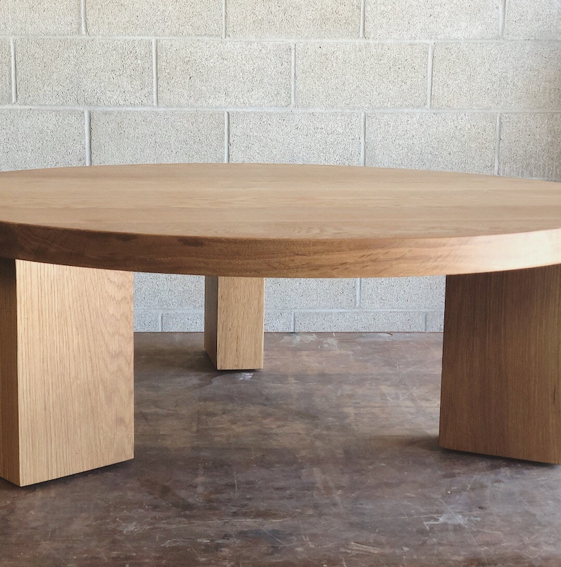 THE OG 40 White Oak Modern Round 3 leg Coffee Table image 6