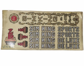 SIM KING Plastic vynil sticker for vintage bicycle NOS Free shipping