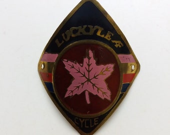 Lucky leaf cycle Head Badge Emblem Vintage Bicycle Logo NOS