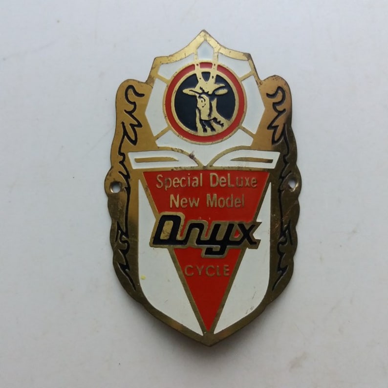 Onyx red Head Badge Emblem Vintage Bicycle Logo NOS Free shipping