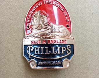 PHILLIPS red black head badge emblem for Phillips vintage bicycle NOS