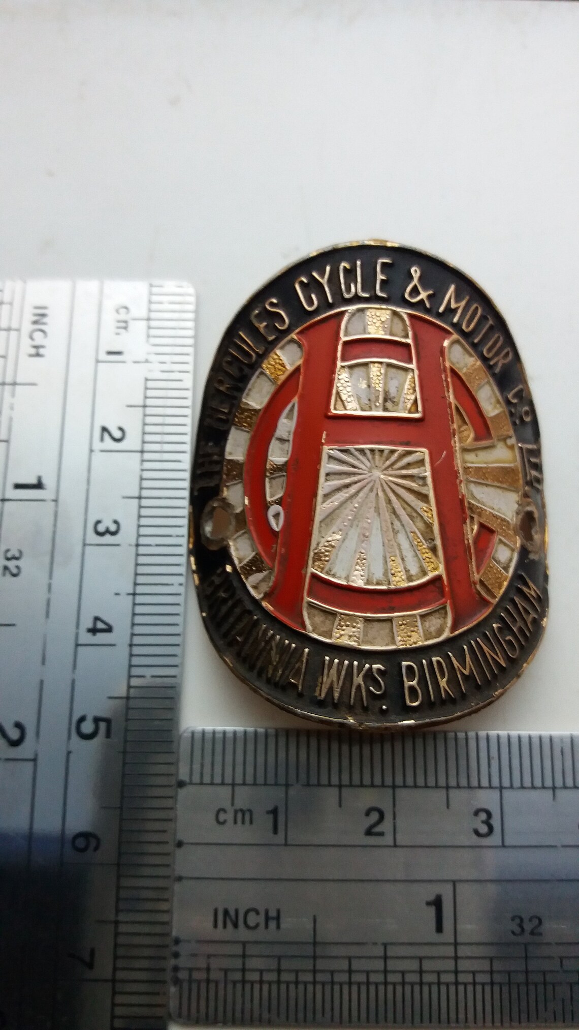 Used Red White HERCULES Head Badge Emblem for Hercules Vintage Etsy