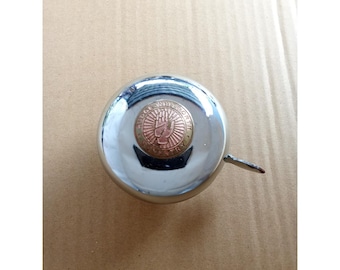 Rudge Vintage Bicycle Bell, Chrome Thumb Push Ringer (1" Handlebar)