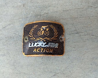 Used LUCKY FIVE Bicycle Emblem Head Badge Aluminum Black Silver Brown Color