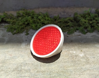 Made in Japan WHITE RED Reflector Plastic For Vintage Bicycle