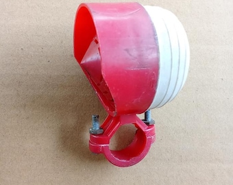Bocina de bicicleta vintage de plástico rojo y blanco con sonido de bocina NOS