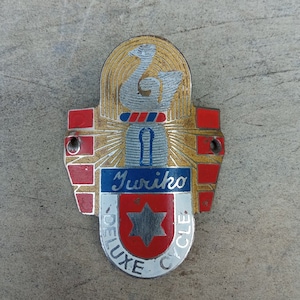 Insignia de cabeza del emblema YURIKO usado original para bicicleta vintage