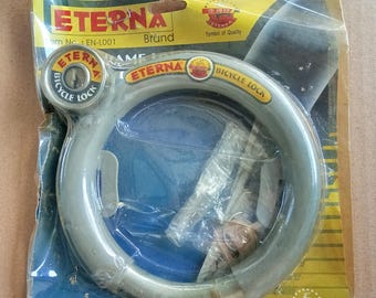 ETERNA Vintage Bicycle Padlock, Gray Metal NOS with Keys