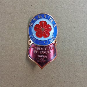 SAKURA DELUXE Head Badge Emblem Vintage Bicycle Logo NOS