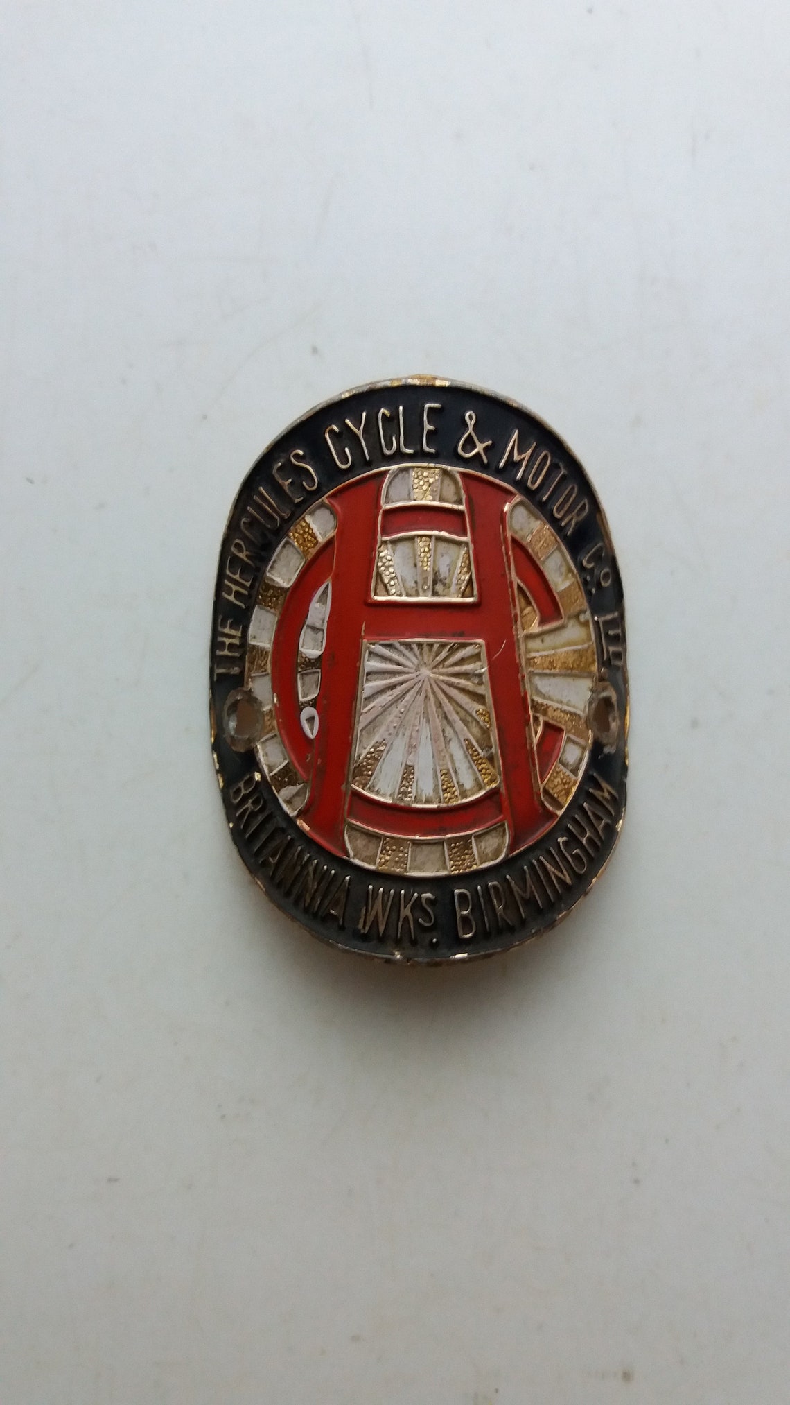 Used Red White HERCULES Head Badge Emblem for Hercules Vintage Etsy