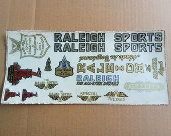 1 Sheet RALEIGH SPORTS vynil Sticker For Raleigh Vintage Bicycle NOS (Free shipping)