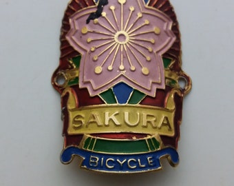 Used SAKURA aluminum embossed Head Badge Emblem For Vintage Bicycle