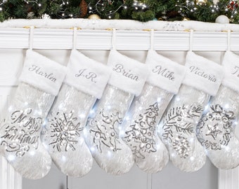 Christmas Stockings Personalized Light Up Stockings with Names for Sequin Stockings Holiday Decorations Embroidered Stockings Family Gifts