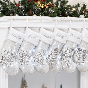 Christmas Stockings Personalized Light Up Stockings with Names for Sequin Stockings Holiday Decorations Embroidered Stockings Family Gifts