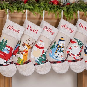 Personalized Plush Christmas Stockings: Applique Stocking Holiday Decoration, Family Gifts