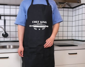 Personalized Apron for Men Custom Text Cooking Apron with Pockets BBQ Chef High Quality Apron Kitchen Baking Pattern Apron Father's Day Gift