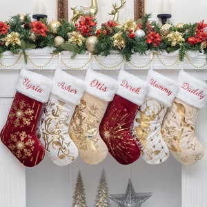 Personalized Christmas Stockings Luxury Holiday Stockings with Name for Embroidered Stockings for Family Stockings Decoration Christmas Gift