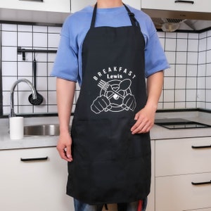 Personalized Apron Custom Name Apron Father&#39;s Day Gift for Men BBQ Apron with Pockets Housewarming Gift Dad Gift Kitchen Gift Birthday Gift