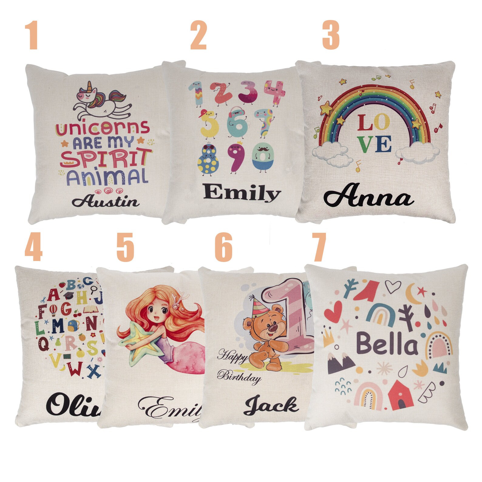 Personalized Pillow Covers Kids Name Pillow Case Cartoon Etsy