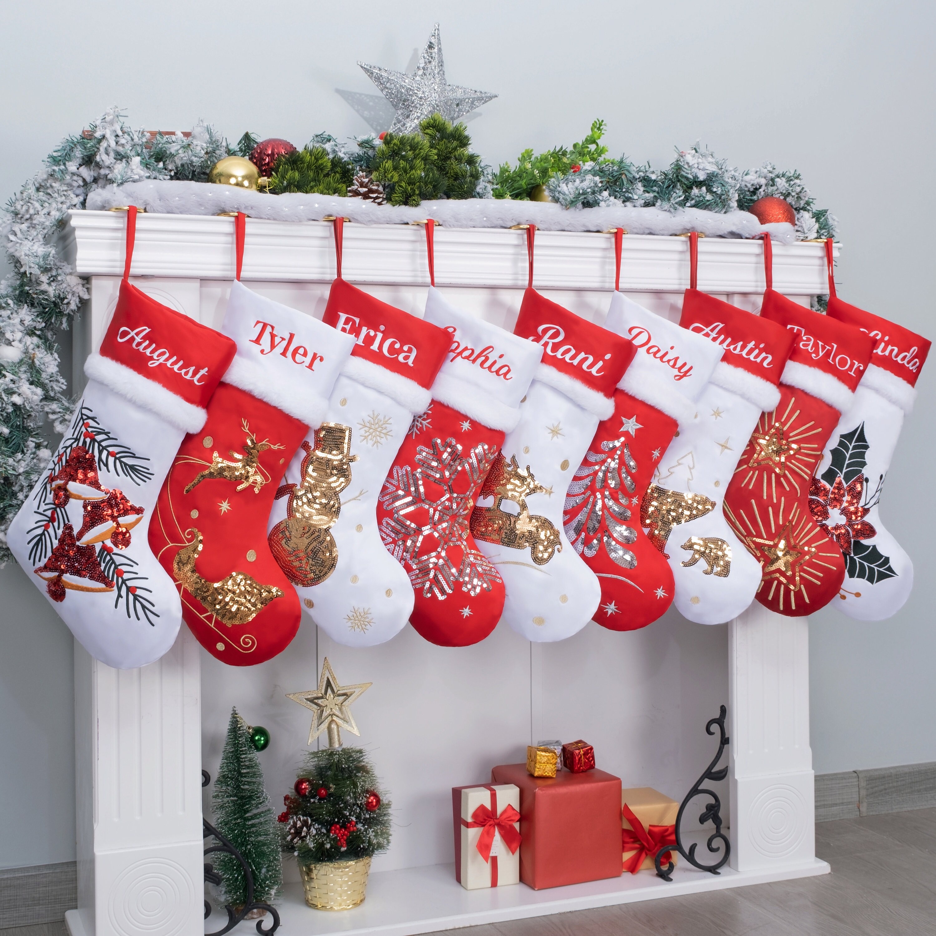 Discover Personalized Christmas Stockings Sequins Stocking Luxury Silk Stocking