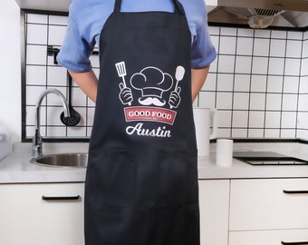 Personalized Apron for Men Custom Name Cooking Apron with Pockets BBQ Chef High Quality Apron Kitchen Baking Pattern Apron Father's Day