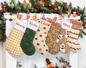 Personalized Christmas Stockings: Farmhouse Warmful Design, Vintage Classic Pattern, Rustic Family Gifts