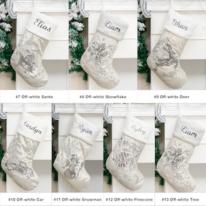 Calcetines navideños personalizados de terciopelo de lujo bordados con lentejuelas y felpa para la familia. Calcetines navideños con nombre personalizado. Regalos de Navidad. imagen 9