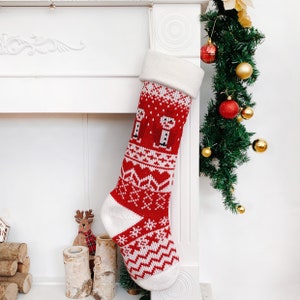 Personalized Knitted Christmas Stockings Embroidered Stocking with Santa Tag For Holiday Gift Knit Family Stockings For Christmas Decoration image 6