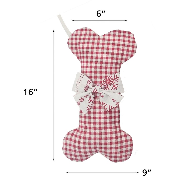 A picture showing the size of personalized pet stockings