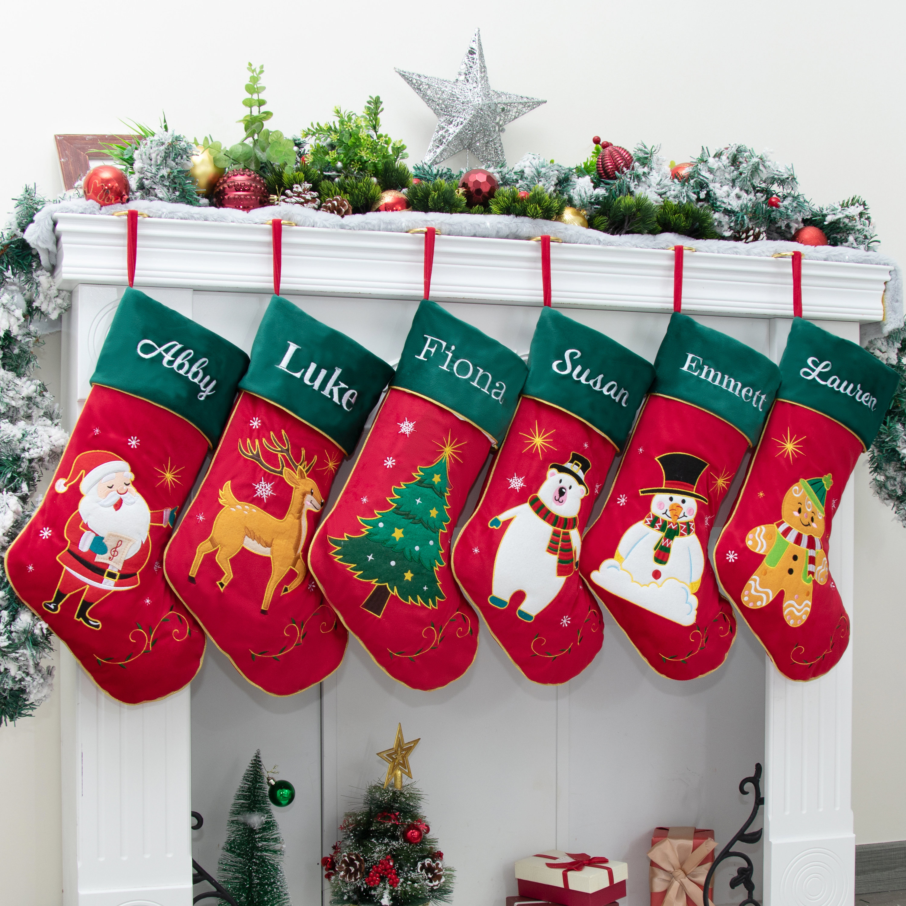 Christmas Stockings Personalized Red Velvet Stocking With Embroidered Name