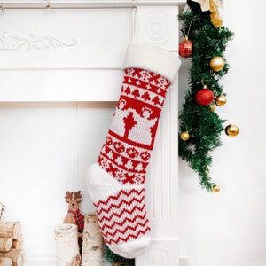 Personalized Knitted Christmas Stockings Embroidered Stocking with Santa Tag For Holiday Gift Knit Family Stockings For Christmas Decoration image 8
