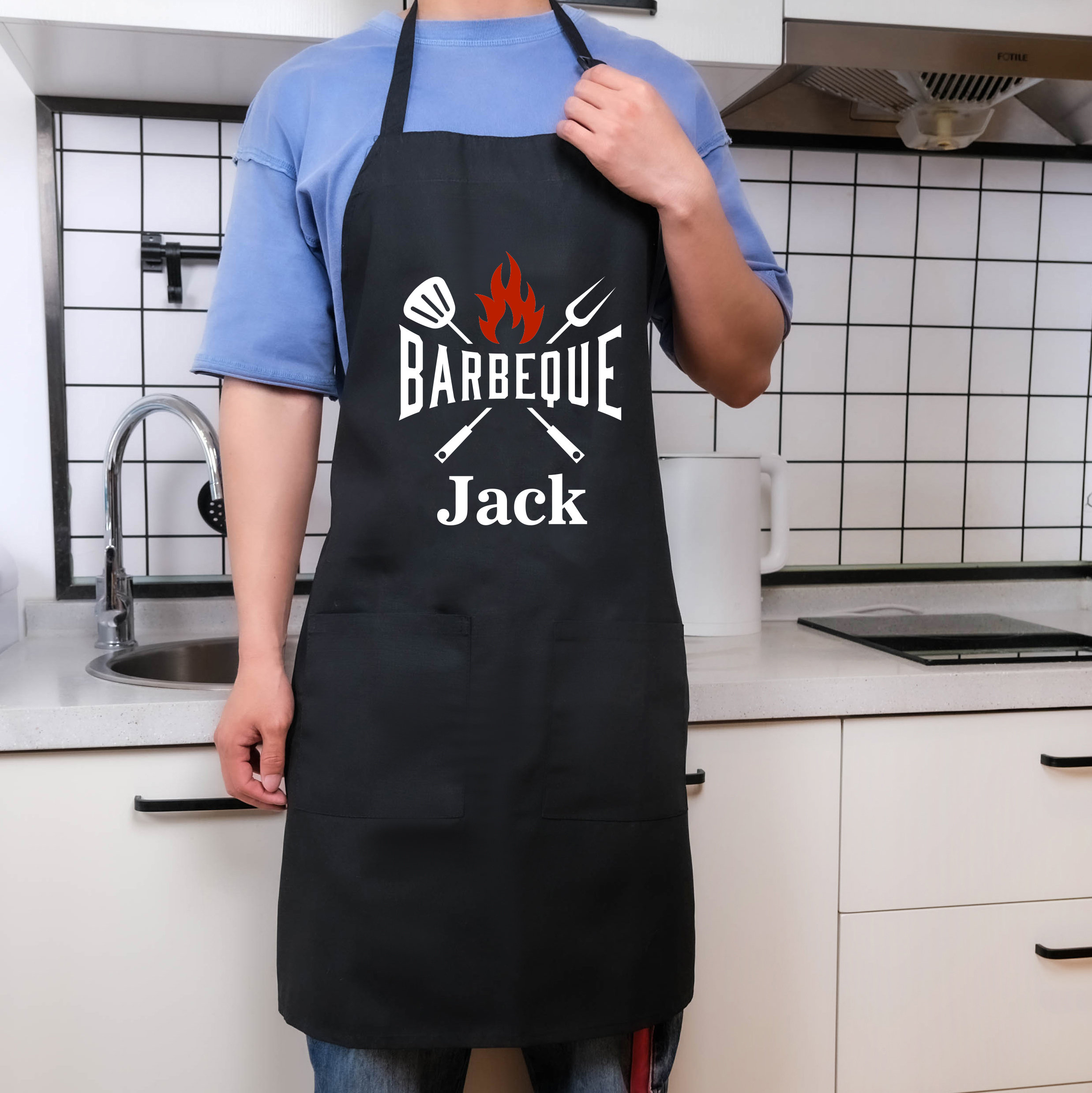 Personalized Aprons for Men Grill BBQ Apron with Pockets Etsy
