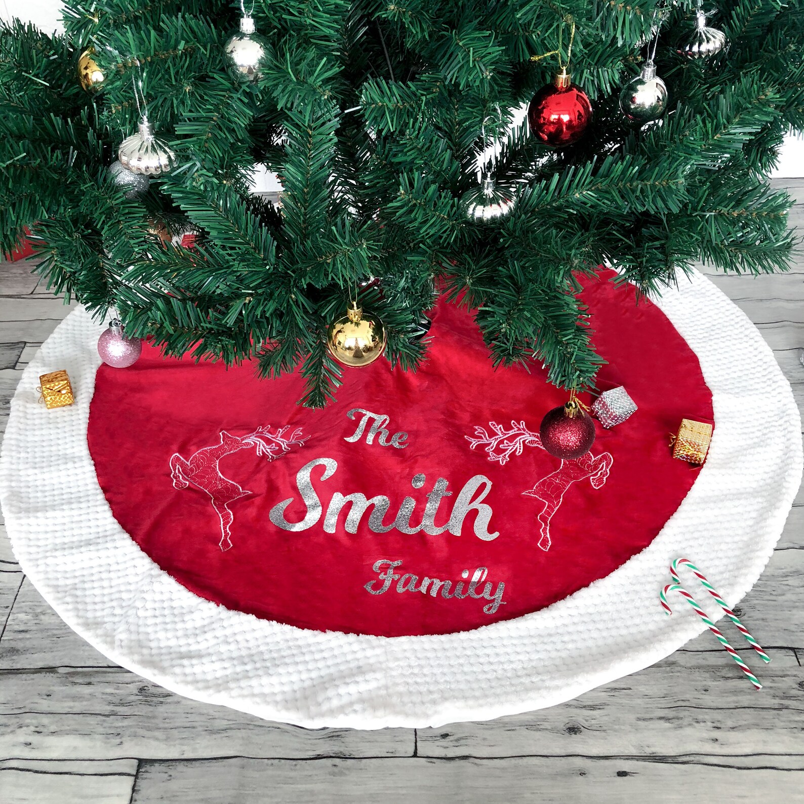 Personalized Christmas Tree Skirt Red Velvet Tree Skit with Etsy