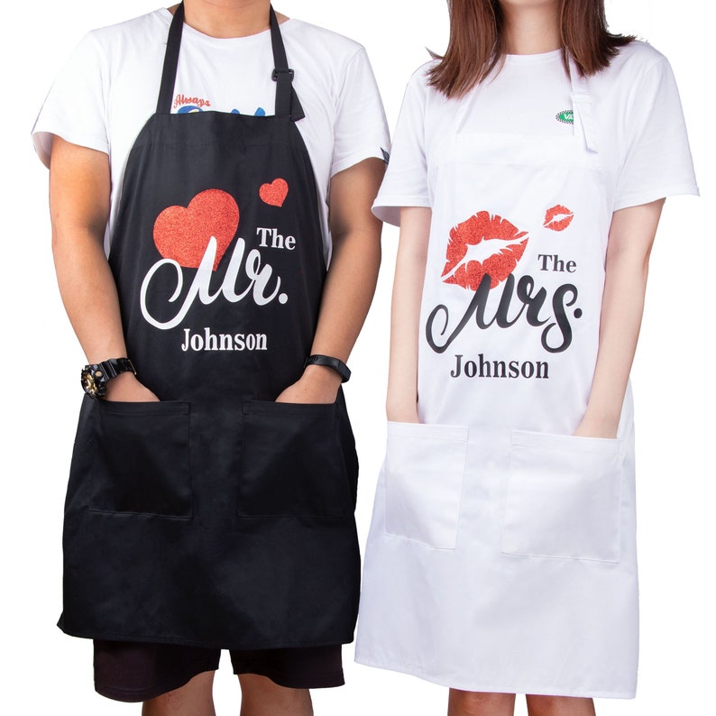 Personalized Apron for Couple Aprons with Pockets Unisex Etsy