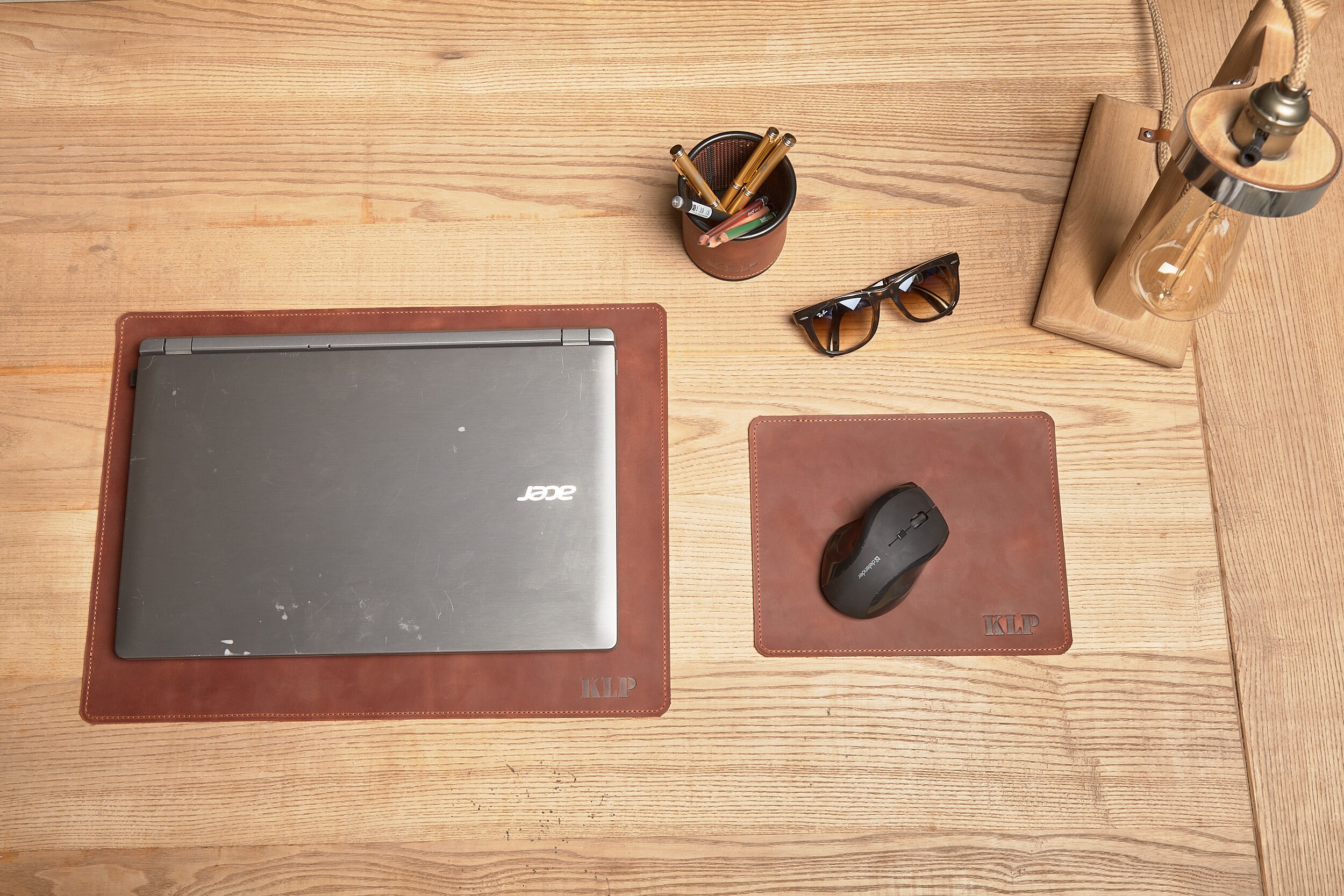 Large Desk Blotter Leather Personalized Desk Organizer Set Etsy