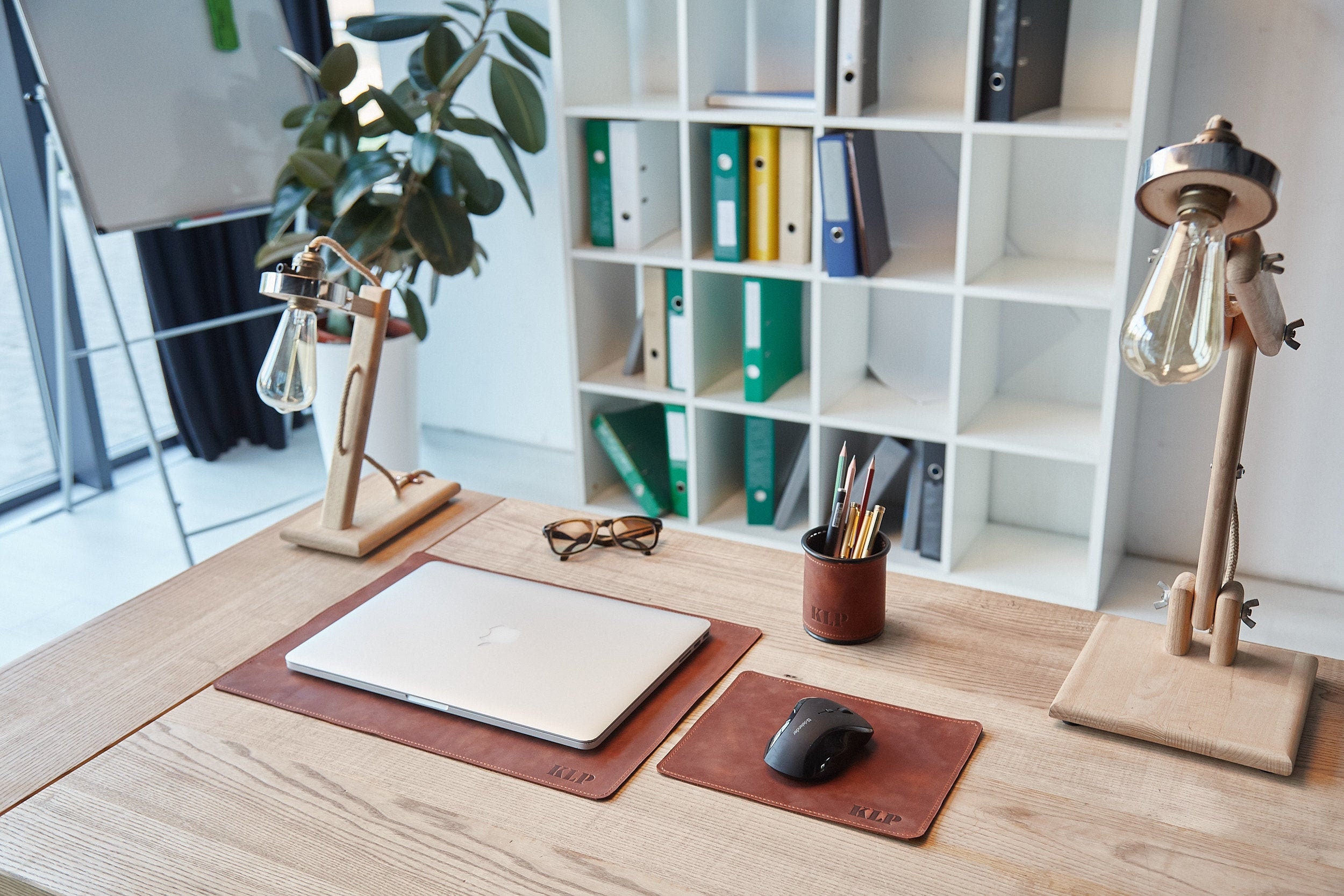 Large Desk Blotter Leather Personalized Desk Organizer Set Etsy