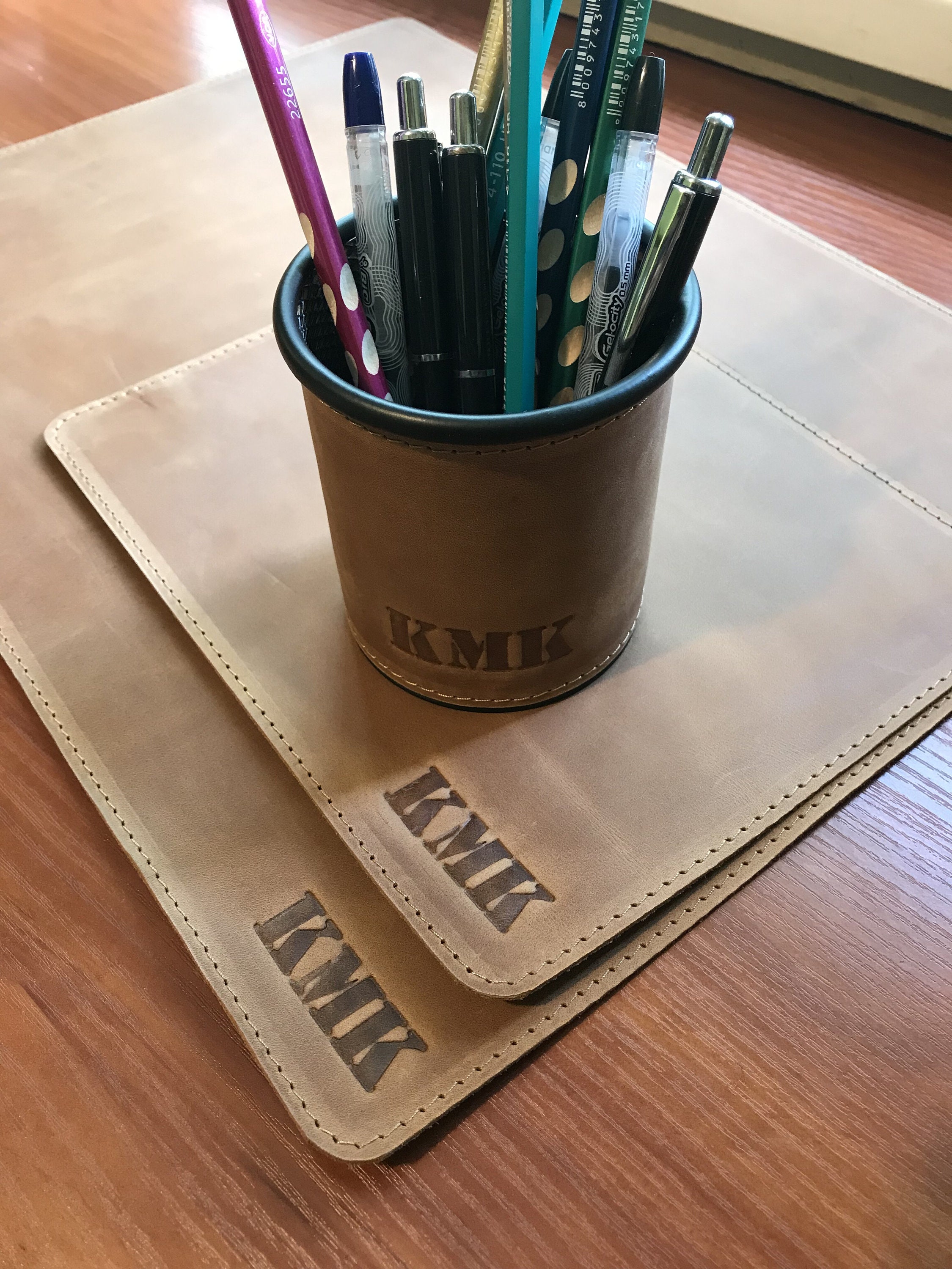 Office Desk Accessories for Men, Personalized Desk Organizer, Leather Desk  Pad, Mouse Mat, Pen Cup, Catchall Tray, Coaster, New Office Gifts 