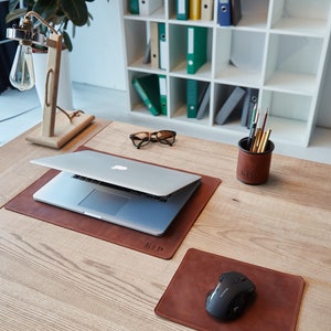 Leather Desk Pad,Leather Desk Mat,Leather Mouse Pad,Personalized Mousepad,Office Desk Accessories For Men,Pen Holder Set,Keyboard Mat image 2