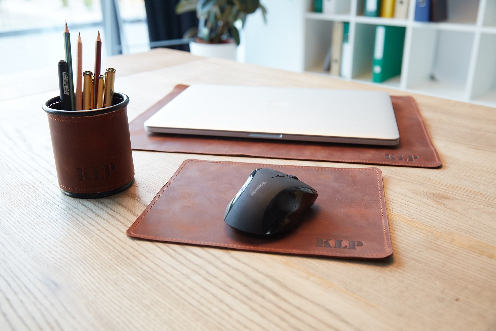 Large Desk Blotter Leather Personalized Desk Organizer Set Etsy