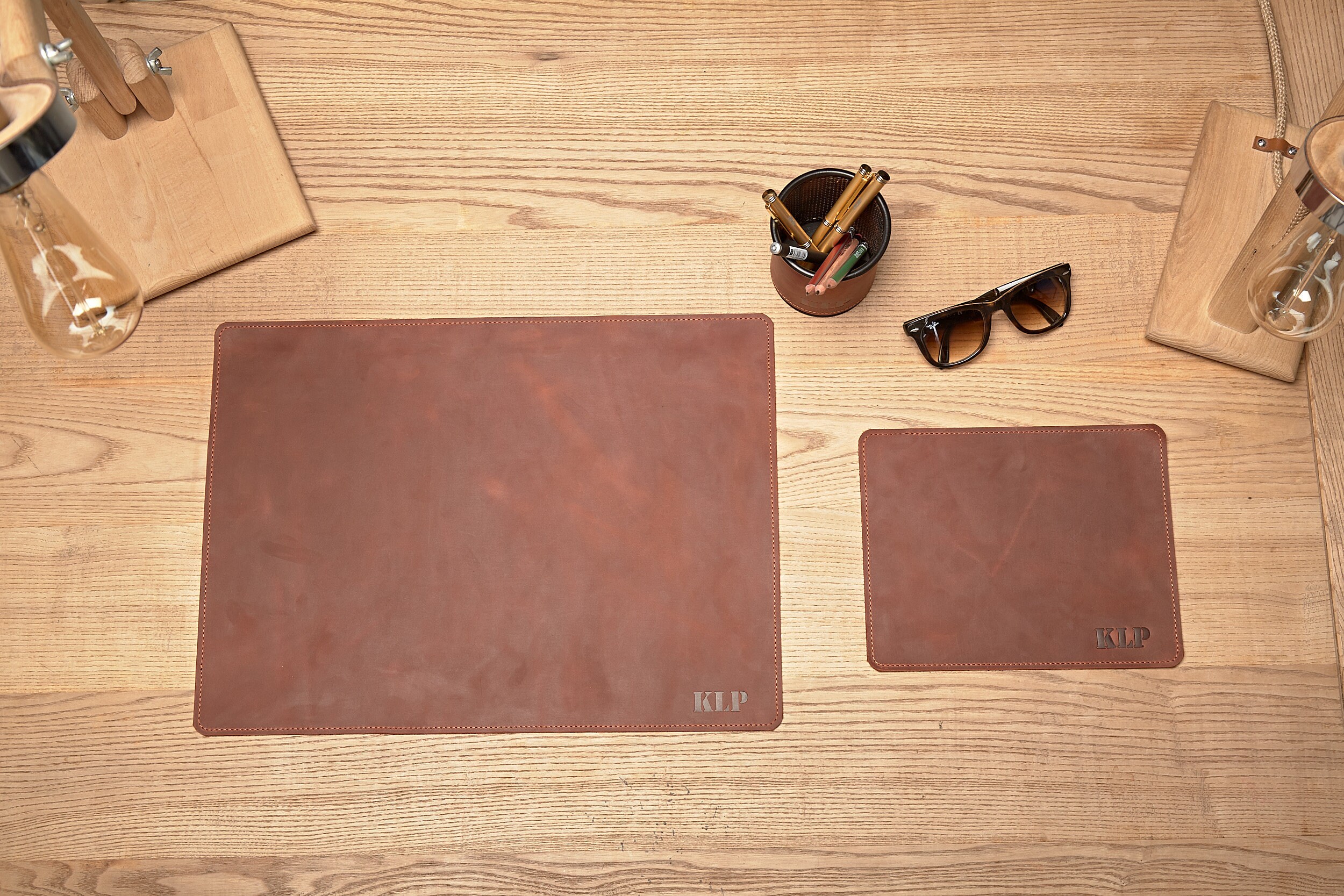 large-desk-blotter-leather-personalized-desk-organizer-set-etsy
