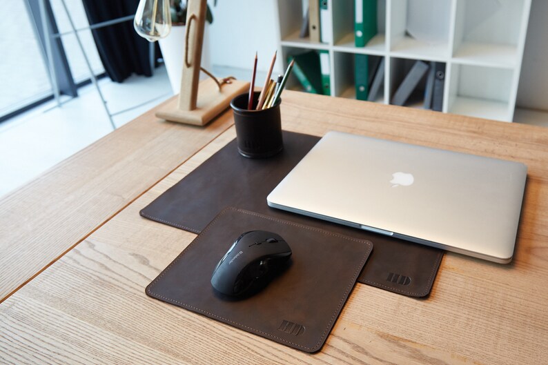 Large Desk Blotter Leather Personalized Desk Organizer Set Etsy