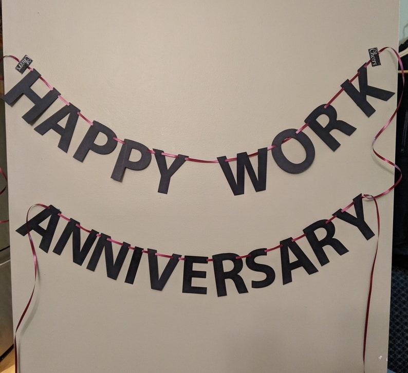Happy Work Anniversary Bunting / Garland on Ribbon Etsy