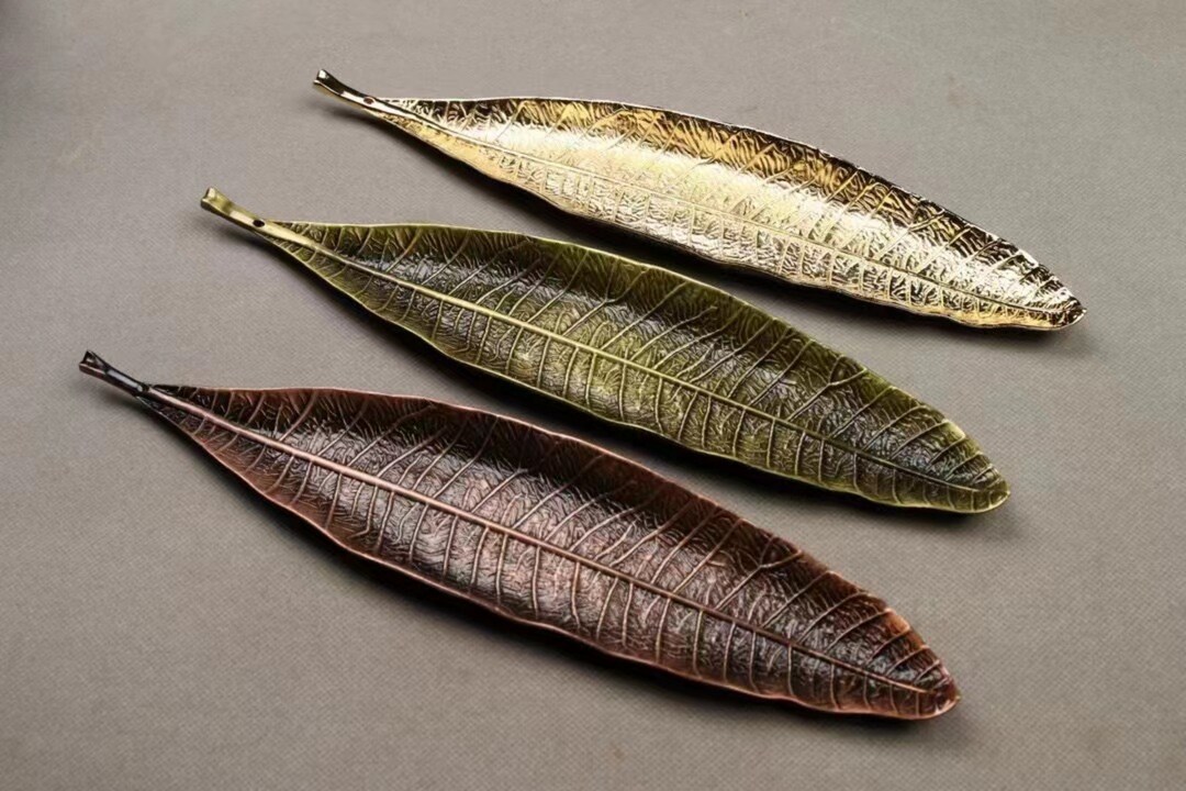 Creative Leaf Shaped Bronze Incense Stick Holder, Unique Home Decor