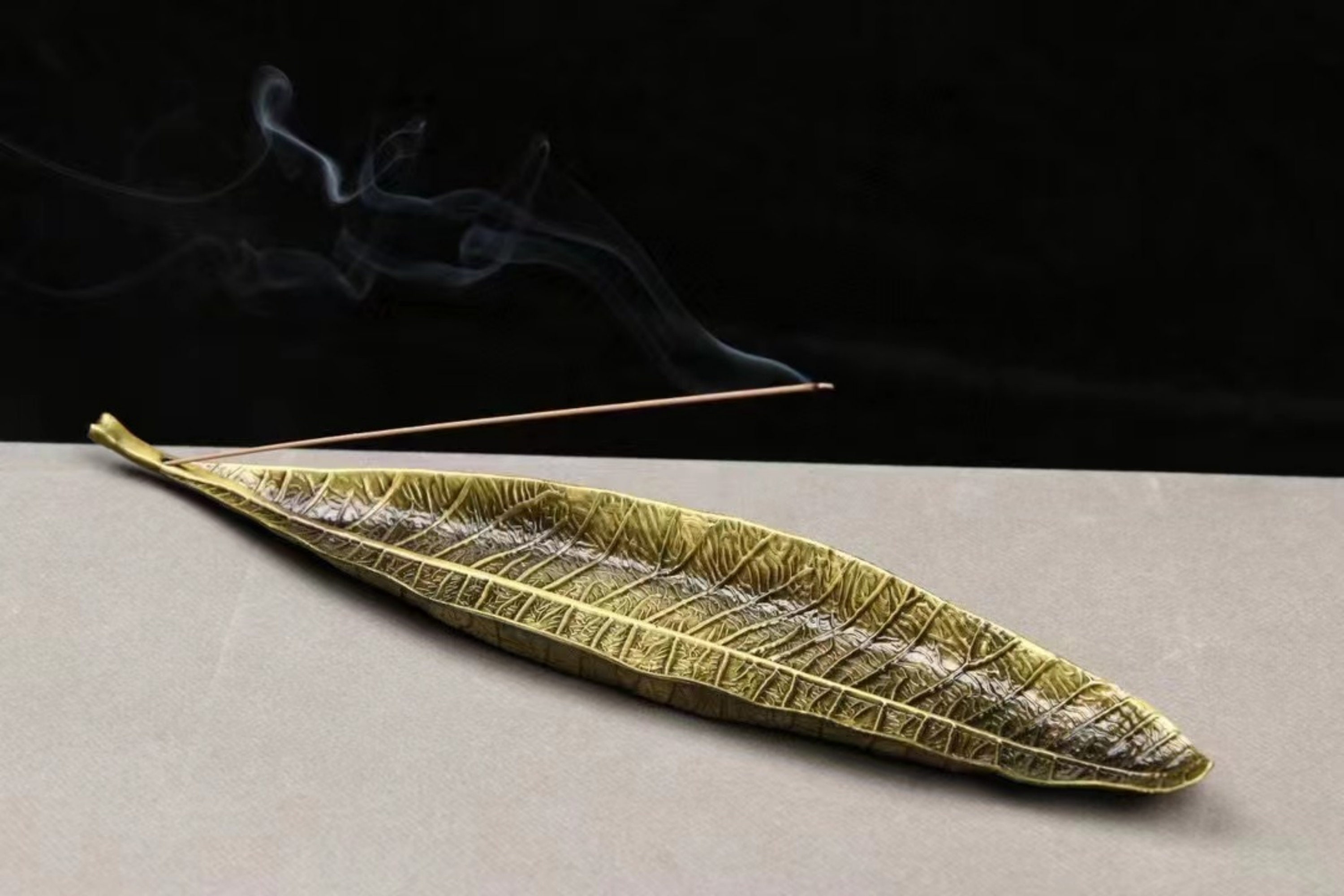 Creative Leaf Shaped Bronze Incense Stick Holder, Unique Home Decor